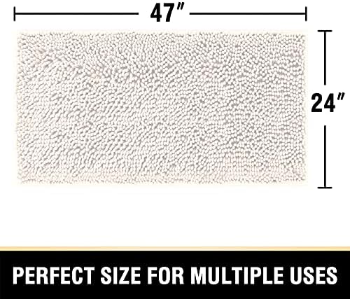 H.VERSAILTEX Bathroom Rugs Bath Mats Non Slip Chenille Bathroom Runner Rug 24x47 Extra Soft and Absorbent Shaggy Rugs Washable Dry Fast Plush Area Carpet Mats for Bath Room, Tub - Ivory