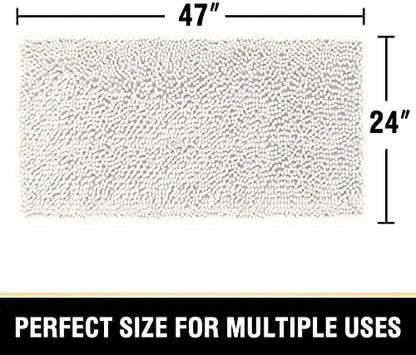 H.VERSAILTEX Bathroom Rugs Bath Mats Non Slip Chenille Bathroom Runner Rug 24x47 Extra Soft and Absorbent Shaggy Rugs Washable Dry Fast Plush Area Carpet Mats for Bath Room, Tub - Ivory