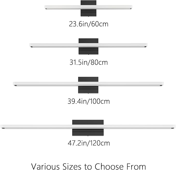 40inch Black LED Bathroom Vanity Light Bar 36W Modern Bath Light Fixture Over Mirror Vanity Light Cool White 6000K