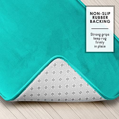 Clara Clark 2 Piece Bathroom Rugs Bath Mat Set, Velvet Memory Foam Bath Mats for Bathroom - Non-Slip, PVC Backing Bath Rugs, Washable - Dries Quickly, Teal