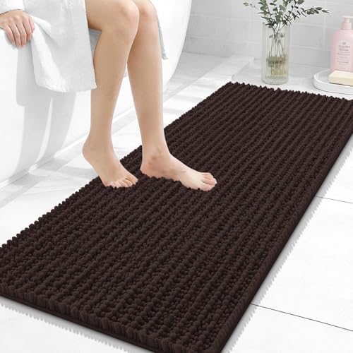 OLANLY Bathroom Runner Rugs 47x20, Thick Soft Absorbent Chenille Bath Rugs