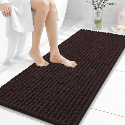 OLANLY Bathroom Runner Rugs 47x20, Thick Soft Absorbent Chenille Bath Rugs