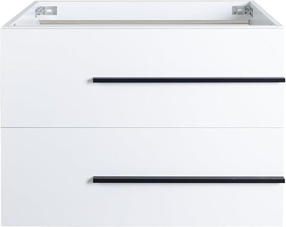 30 Inch Bathroom Vanity, Modern Wall Mounted Floating Bathroom Vanity, Bathroom Vanities Sink Cabinet with Storage Drawers & Metal Handles (White Without Ceramic Sink 30")
