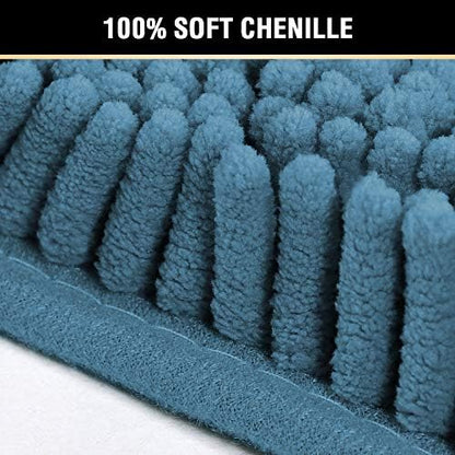H.VERSAILTEX Bath Mat Bathroom Rug Bath Rugs for Bathroom Non Slip Bath Mats Extra Thick Chenille Rug 17" x 24" Absorbent Soft Shaggy Washable Dry Fast Plush Rugs for Bathtubs - Dark Teal
