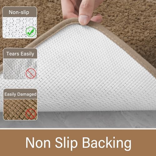 LOCHAS Bathroom Rug Runner 24x48 Inch, Bath Rugs Non Slip, Light Brown