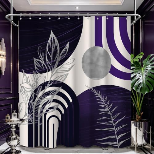 Dark Purple and Grey Extra Long Shower Curtain, Tall 72X78 in