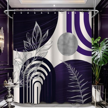 Dark Purple and Grey Extra Long Shower Curtain, Tall 72X78 in