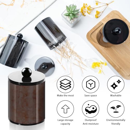 6 Pcs Acrylic Qtip Holder, Cotton Ball Holder Jars with Lids, Black