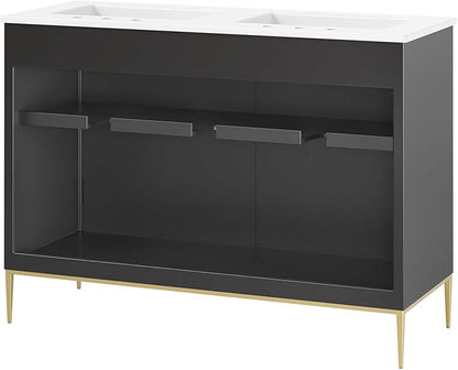 Modway Awaken Bathroom Vanity Cabinet, 48", White Black