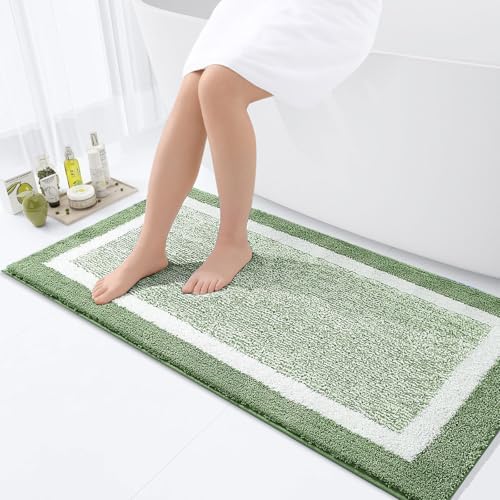 OLANLY Bathroom Runner Rugs 44x24, Long Bath Mats for Bathroom, Sage Green
