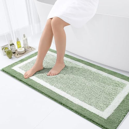 OLANLY Bathroom Runner Rugs 44x24, Long Bath Mats for Bathroom, Sage Green