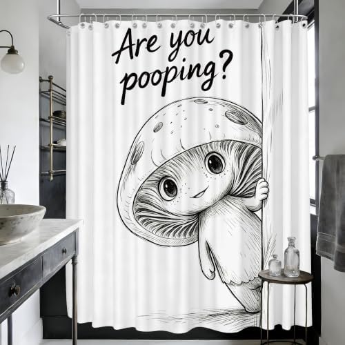 Extra Long Shower Curtain Funny Mushroom Clawfoot Tub, 108 x 72 in