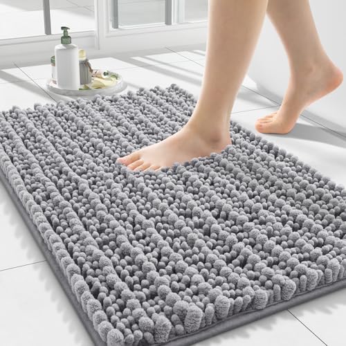 Smiry Bathroom Rugs 24X16, Extra Soft Rubber Backing Chenille Bath Mats