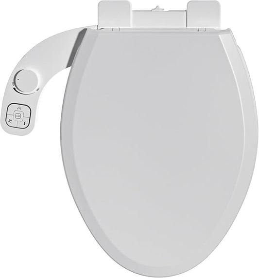 Bidet Toilet Seat Non-Electric,Fits Elongated Toilets - Soft Close Lid,Quick-Release for Easy Cleaning - Dual Nozzle System with Self Cleaning,Adjustable Water Pressure