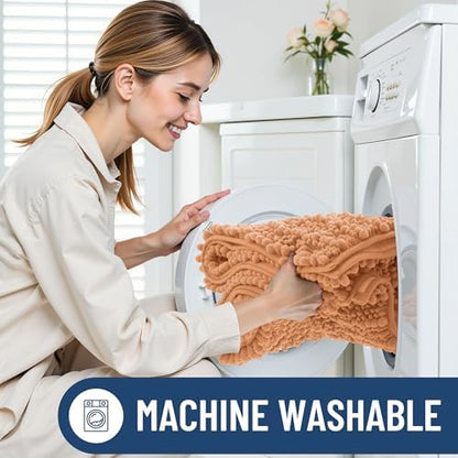 Smiry Bathroom Rugs 36X24, Extra Soft Rubber Backing Chenille Bath Mats