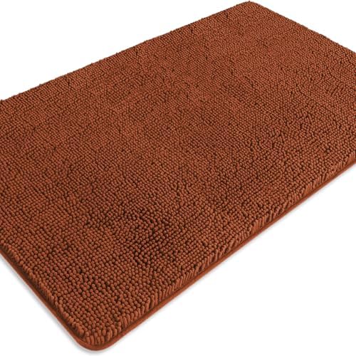 Bathroom Rugs 30 x 50 Inch – Extra Large Bath Mat | Absorbent and Washable Thick Chenille Bath Rugs Non-Slip Runner Rug for Bathroom, Shower, Tub(Rust)