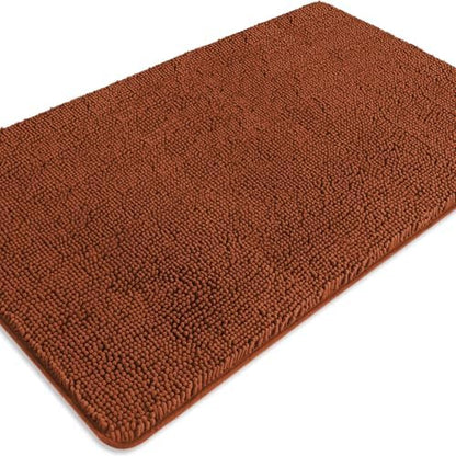 Bathroom Rugs 30 x 50 Inch – Extra Large Bath Mat | Absorbent and Washable Thick Chenille Bath Rugs Non-Slip Runner Rug for Bathroom, Shower, Tub(Rust)