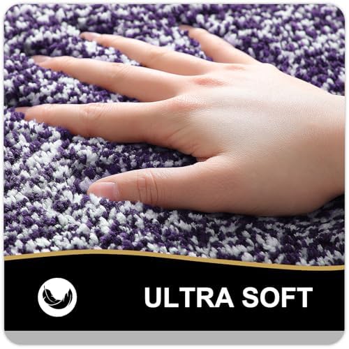 OLANLY Small Bathroom Rugs 24x16, Absorbent Microfiber Bath Rugs, Purple