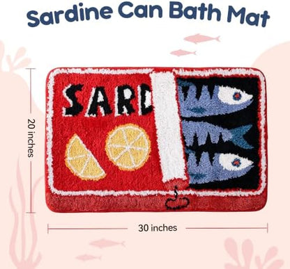 TRUEDAYS Sardine Bath Mat, Cute Bath Rugs for Bathroom 20x30 Inch, Red