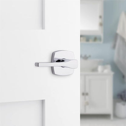 Kwikset Tripoli Lever Interior Privacy Door Handle with Lock, Door Lever for Bathroom and Bedroom, Polished Chrome Reversible Keyless Turn Lock (Pack of 6)