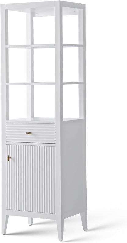 Vanity Art Vanity with Storage Cabinet & Shelves, Free-Standing Vanity with Soft-Closing Doors, White, Golden Brushed Handware VA91-LC-W-GB