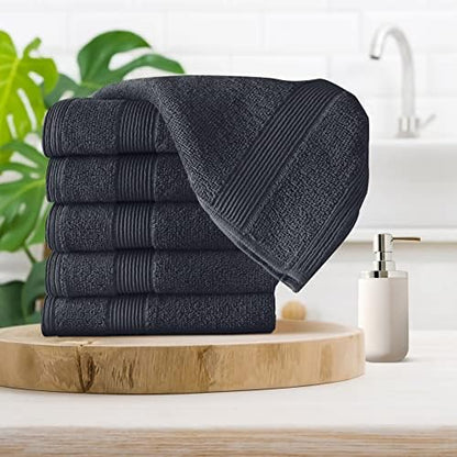 Belizzi Home Ultra Soft 6-Piece Hand Towel Set 16x28-100% Ringspun Cotton - Durable & Highly Absorbent Hand Towels - Ideal for use in Bathroom, Kitchen, Gym, Spa & General Cleaning - Charcoal Grey