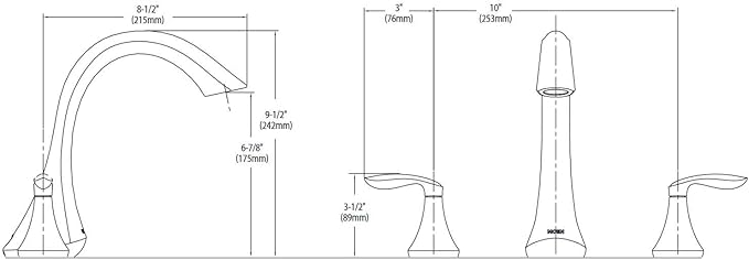 Moen Eva Brushed Nickel Transitional Two-Handle Deck Mount Roman Tub Faucet Trim Kit, Valve Required, T943BN