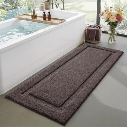 LUMI Ultra Soft Bathroom Runner Rugs, Non Slip Bath Mat 24x60, Brown