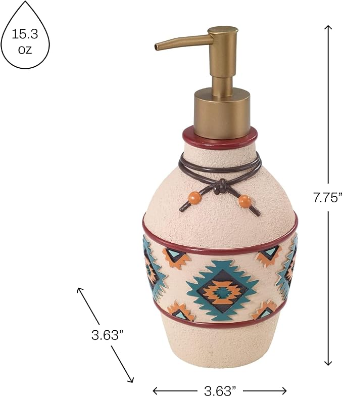 Avanti Linens - Soap Dispenser/Lotion Pump, Decorative Home Decor (Navajo Dance Collection)