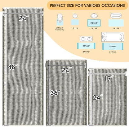 IM HOME Waffle Bath Mat Set 3 Piece Green & Cream,Woven Modern Bath Rug Mats, Absorbent Non Slip Bath Floor Mat, Soft Washable Boho Bath Rugs with Tassels for Bathroom, Bedroom, Kitchen, Tub