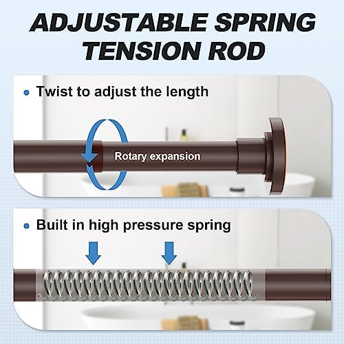 CorkLatta Bronze Shower Curtain Rod 31 to 80 Inch,1 Inch Diameter Adjustable Spring Tension Stainless Steel Telescoping Rod,Easy Install,No Rust