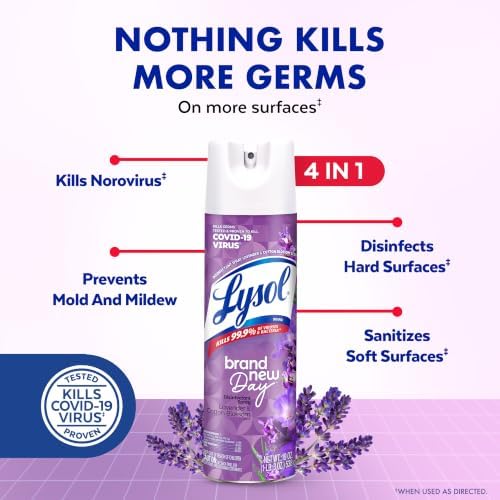 Lysol Disinfectant Spray, Sanitizer, Lavender, 19 oz, 2 Pack