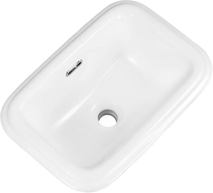 Bathroom Vessel Sink 18 Inch Small Drop In Bathroom Sink Rectangular Semi Recessed Sinks with Overflow White Ceramic Small Vanity Sinks for Tiny Bathrooms