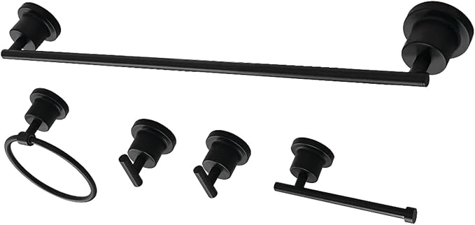 Kingston Brass BAH82134478MB Concord 5-Piece 24-Inch Towel Bar Bathroom Accessory Set in Matte Black