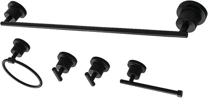 Kingston Brass BAH82134478MB Concord 5-Piece 24-Inch Towel Bar Bathroom Accessory Set in Matte Black