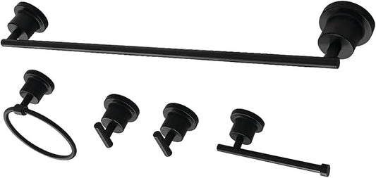 Kingston Brass BAH82134478MB Concord 5-Piece 24-Inch Towel Bar Bathroom Accessory Set in Matte Black