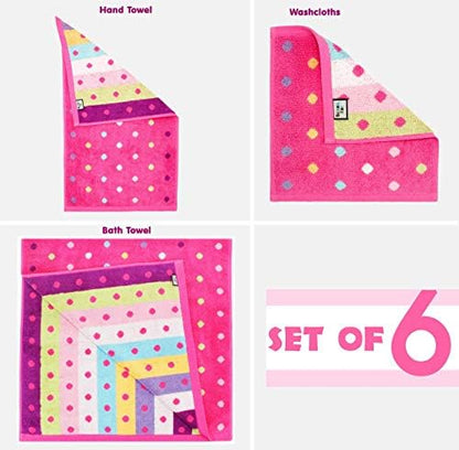 ORIGINAL KIDS 6 Piece Towel Set - 100% Cotton Jacquard Bathroom Towel Set