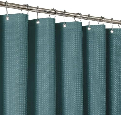 2-in-1 Waterproof Fabric Shower Curtain - No Separate Liner Needed, Hotel-Style Waffle Weave, Effortless Cleaning & Washable Bathroom Shower Curtain Set,72Wx72H,Seaweed Green