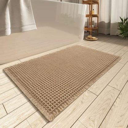 Upgraded Waffle Bath Mat Ultra Absorbent Non Slip Bathroom Mat, 18" x 30"
