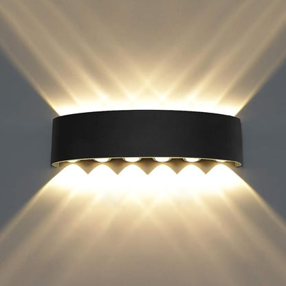 Kawell 12W Waterproof Modern Wall Light LED Wall Lamp Aluminum LED Wall Sconce Up Down Indoor Outdoor for Bedroom Bathroom Hallway Porch Corridor Hotel Doorway Garden Pathway, Black 3000K