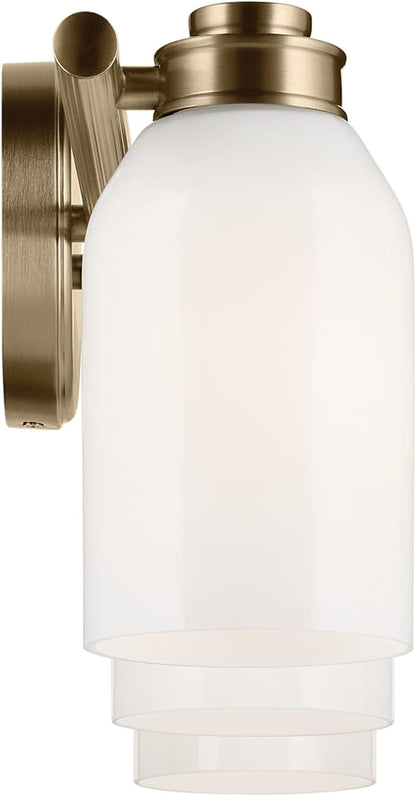 Kichler Shae 24.25" 3-Light Vanity Light with White Opal Glass in Champagne Bronze, for Bathroom Vanity, Powder Room, Over a Mirror, (24.25" W x 9" H), 55202CPZ