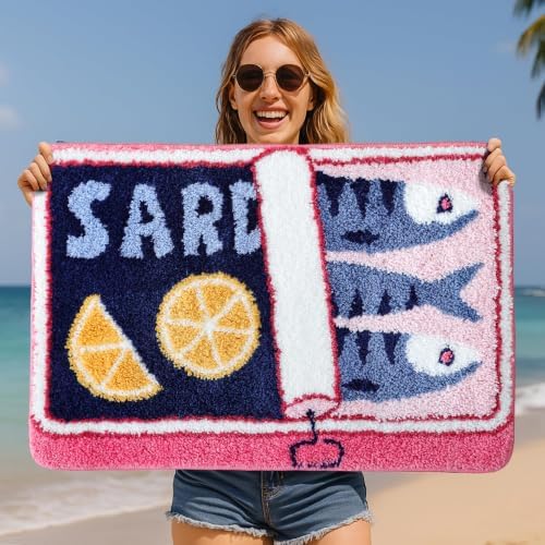 TRUEDAYS Sardine Bath Mat, Cute Bath Mat for Bathroom 20x30 Inch, Pink