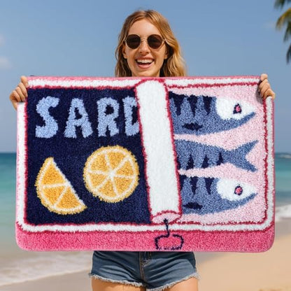 TRUEDAYS Sardine Bath Mat, Cute Bath Mat for Bathroom 20x30 Inch, Pink