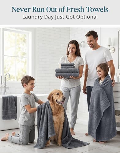 Casa Platino Towel Set Soft Absorbent Quick Dry 100% Cotton - Cool Grey