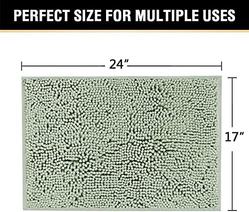H.VERSAILTEX Bath Mat Bathroom Rug Bath Rugs for Bathroom Non Slip Bath Mats Extra Thick Chenille Rug 17" x 24" Absorbent Soft Shaggy Washable Dry Fast Plush Rugs for Bathtubs - Sage