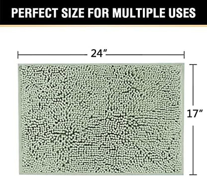 H.VERSAILTEX Bath Mat Bathroom Rug Bath Rugs for Bathroom Non Slip Bath Mats Extra Thick Chenille Rug 17" x 24" Absorbent Soft Shaggy Washable Dry Fast Plush Rugs for Bathtubs - Sage