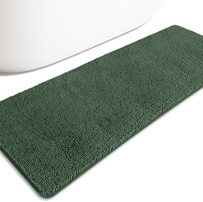 Bathroom Runner Rug 24 x 72 Non Slip – Extra Long Bath Mat | Absorbent and Washable Thick Chenille Runner Rug for Bathroom, Shower, Tub, Sink(Hunter Green)