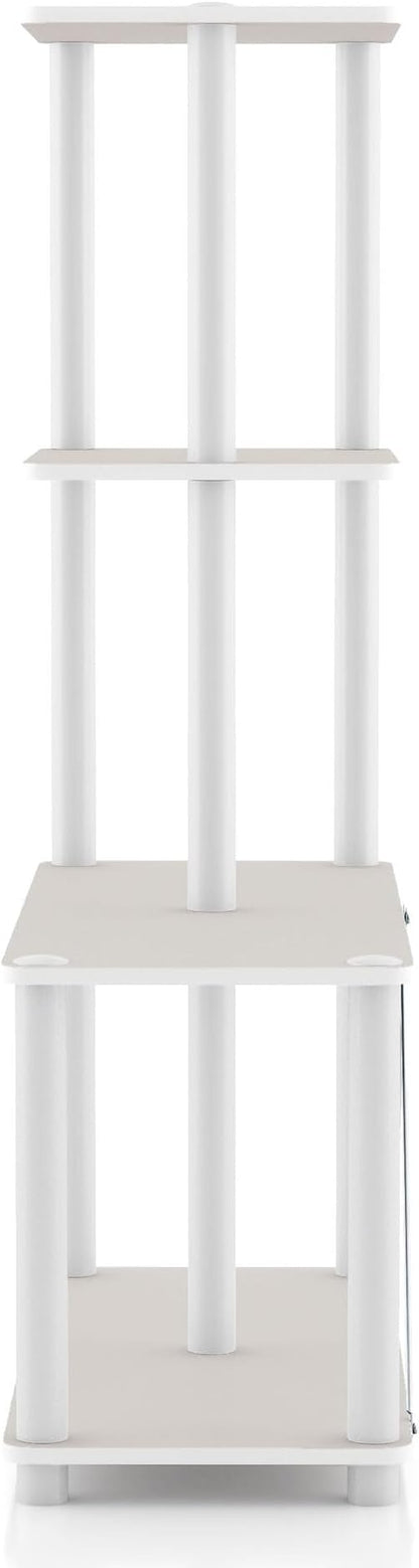 Homes: Inside + Out Apexa Modern 4-Cube Ladder Shelving Units, Collectibles Display Shelves, Easy Assembly Standing Shelf, Home Storage Organizer for Living Room, Bedroom, Office, Taupe Grey