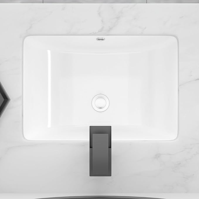 Undermount Bathroom Sink 20''x14'' White Rectangle Bathroom Sink Porcelain Ceramic Sink Vanity Basin Lavatory Sink Vessel Sink