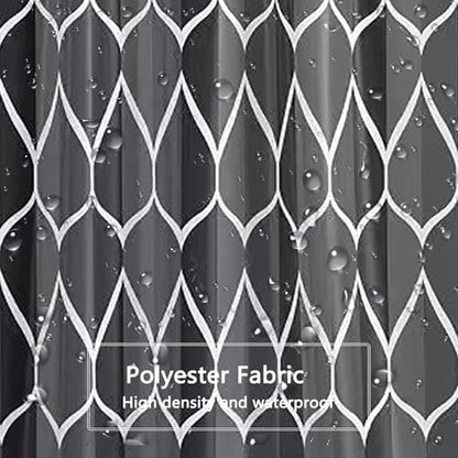 LLSCL Fabric Shower Curtain Liner with Magnets, Black Grid Waterproof Hotel Quality, 72 x 72 Machine Washable
